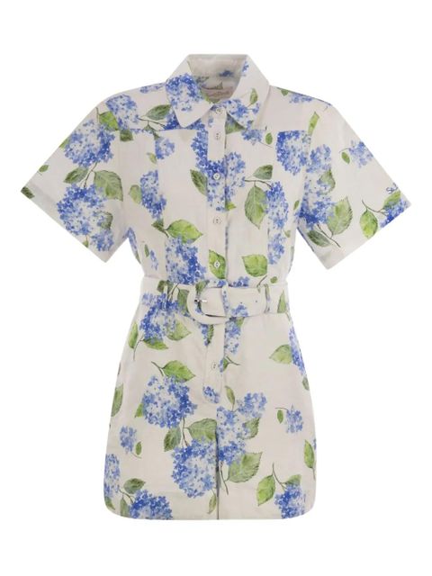 MC2 Saint Barth Carola floral-print belted playsuit - Neutrals - zdjęcie produktu nr 1