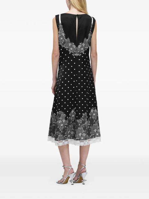 Marc Jacobs polka dot lace-detail midi dress - Black