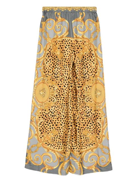 Versace printed silk twill pants - Yellow