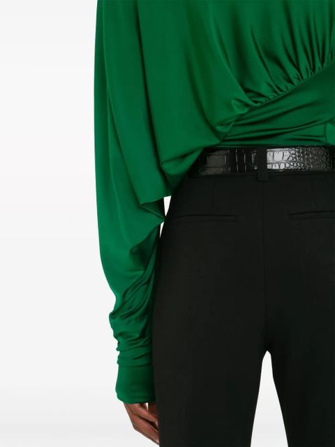 Victoria Beckham long-sleeve gathered-detail top - Green - zdjęcie produktu nr 2