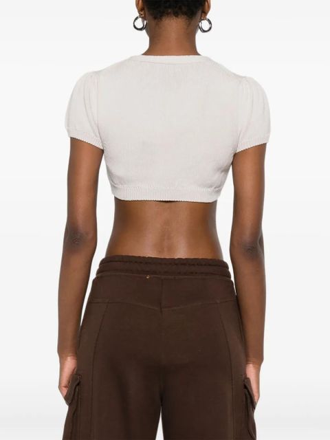 Vivienne Westwood puff-sleeve Orb cropped cardigan - White