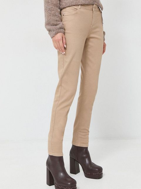 Morgan spodnie PETRA1 damskie kolor beżowy dopasowane high waist - zdjęcie produktu nr 1