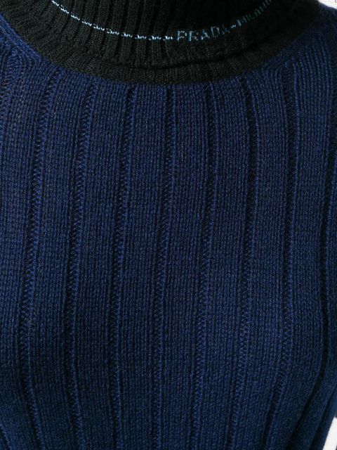Prada logo turtleneck jumper - Blue