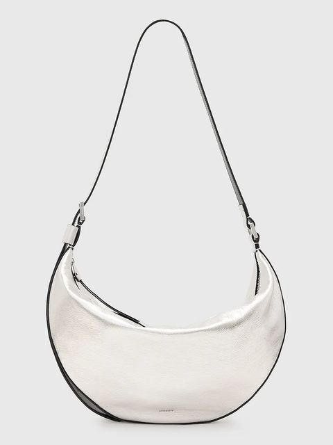 AllSaints torebka skórzana HALF kolor srebrny W336XC - zdjęcie produktu nr 1