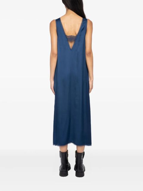 Zadig&Voltaire lace-trimmed slip midi dress - Blue