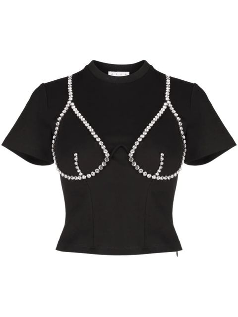 AREA crystal-embellished cup-chain T-shirt - Black - zdjęcie produktu nr 1