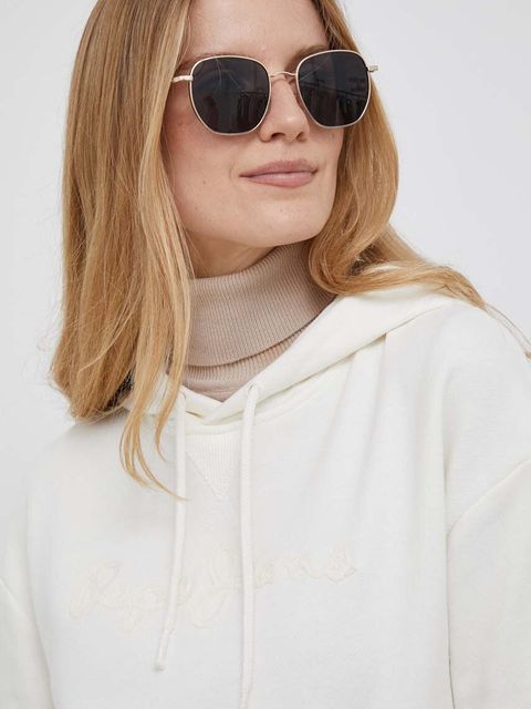 Pepe Jeans bluza Nanette damska kolor beżowy z kapturem z aplikacją