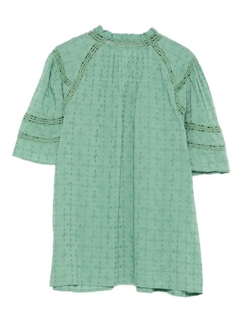 Ba&Sh lace-insert cotton top - Green - zdjęcie produktu nr 2