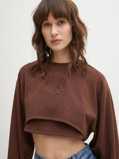 Hugo Blue bluza Daleisy_B damska kolor brązowy z aplikacją 50553978