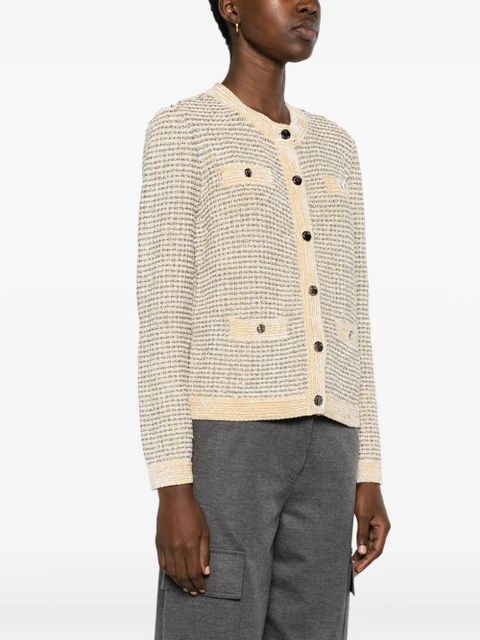 Tory Burch metallic-thread striped cardigan - Neutrals - zdjęcie produktu nr 2