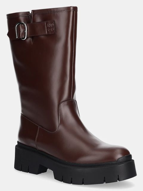 HUGO kozaki Kris damskie kolor brązowy na platformie 50552735 - zdjęcie produktu nr 1