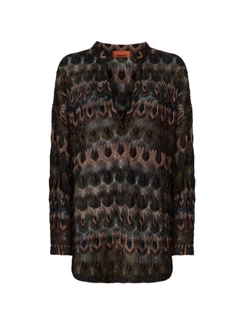 Missoni V-neck textured blouse - Black - zdjęcie produktu nr 1