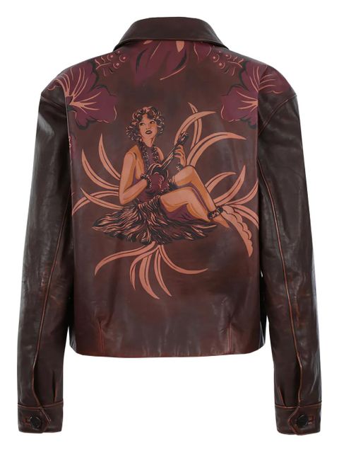 Prada printed leather jacket - Brown - zdjęcie produktu nr 2