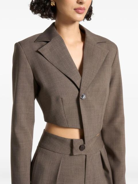 Manière De Voir Dina asymmetric tailored cropped blazer - Brown - zdjęcie produktu nr 2