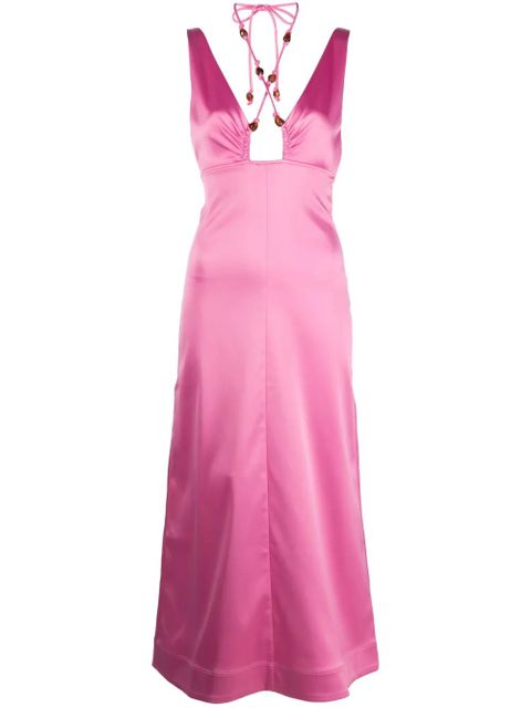 GANNI halterneck sleeveless midi dress - Pink - zdjęcie produktu nr 1