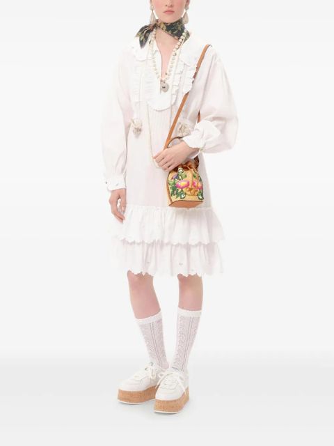 Valentino Garavani mini VLogo Signature embroidered bucket bag - Neutrals