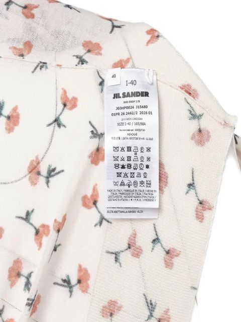 Jil Sander floral-print sheer polo shirt - Neutrals