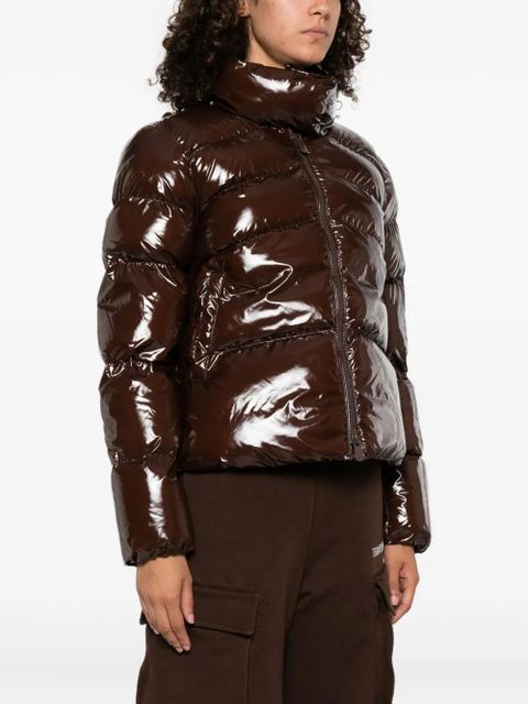 PINKO glossy-finish quilted jacket - Brown