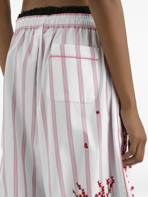 Dolce & Gabbana poplin trousers with thread floral embroidery - White