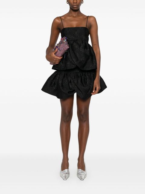 ROTATE BIRGER CHRISTENSEN cloqué-effect draped-detailing top - Black - zdjęcie produktu nr 2