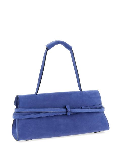 Moschino Tie Me embossed-logo suede shoulder bag - Blue - zdjęcie produktu nr 2