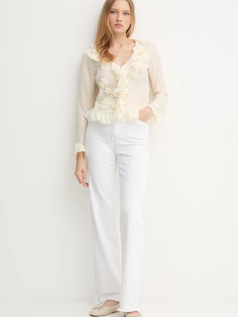 Hoss Intropia koszula damska kolor beżowy regular 6282656