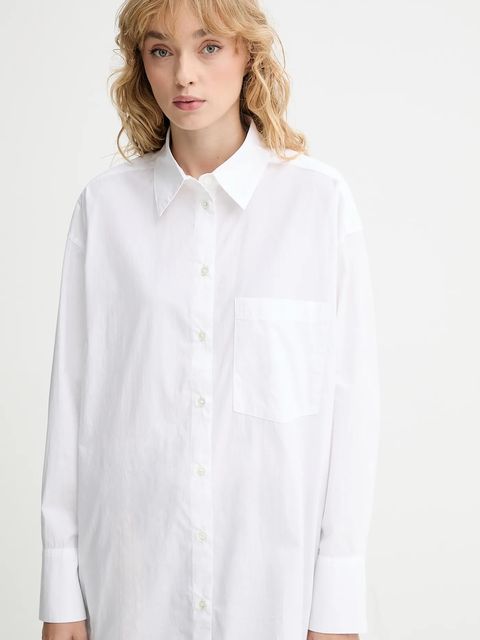 Marc O'Polo koszula damska kolor biały relaxed z kołnierzykiem klasycznym 508113442221