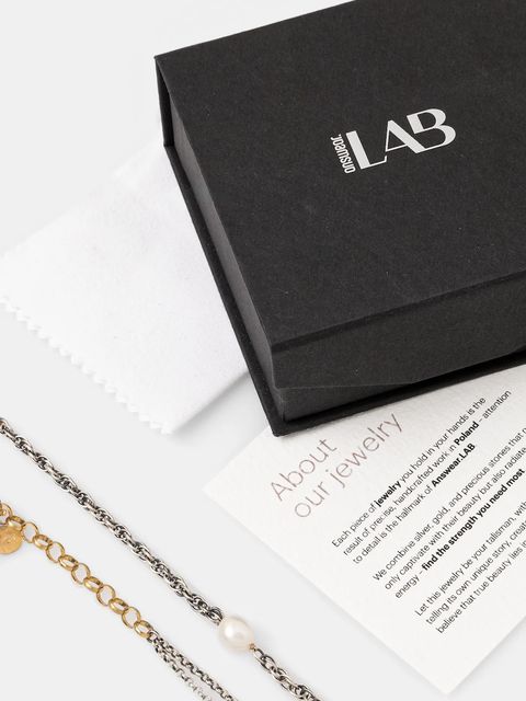 Answear.LAB naszyjnik ręcznie wykonany,ze srebra pokrytego złotem z perłą hodowaną