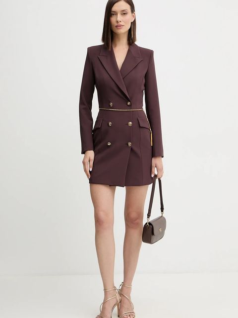 Elisabetta Franchi sukienka kolor bordowy mini prosta AB89657E2