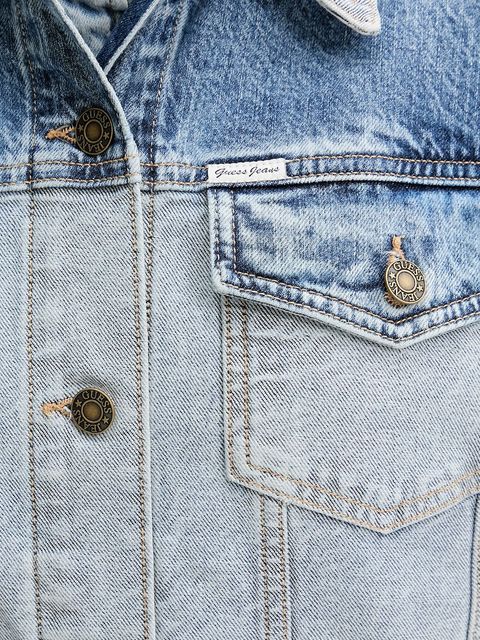 Guess Jeans kurtka jeansowa kolor niebieski przejściowa oversize W5YN56 D5M56