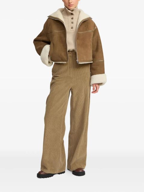 Yves Salomon shearling-trimmed suede jacket - Brown