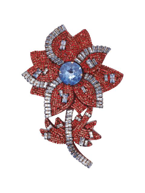Essentiel Antwerp flower-shaped rhinestone brooch - Red - zdjęcie produktu nr 1