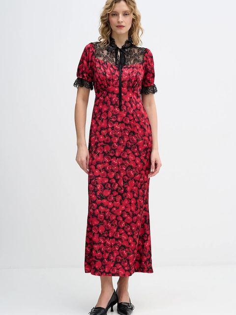 Never Fully Dressed sukienka Cherry Lyla kolor czerwony maxi prosta NFDDR3187 - zdjęcie produktu nr 1