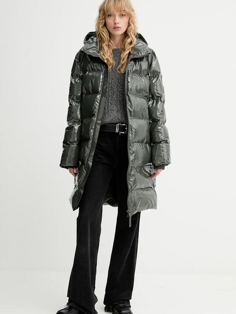 Rains kurtka 15130 Alta Longer Puffer Jacket kolor zielony zimowa 15130
