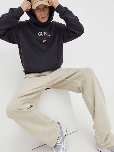 Guess Originals bluza kolor szary z kapturem z aplikacją - zdjęcie produktu nr 2