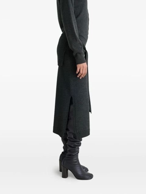 LEMAIRE tie-around ribbed midi skirt - Grey