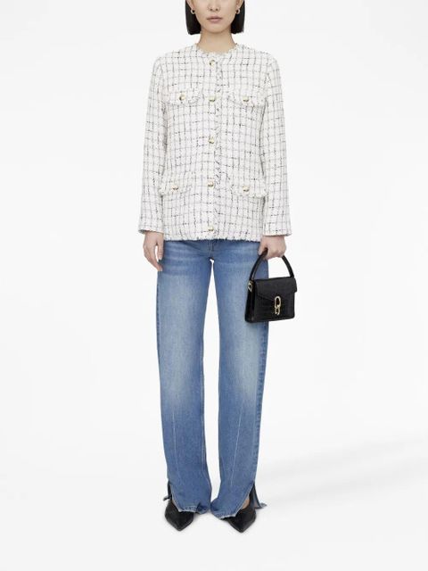 ANINE BING Janet plaid tweed jacket - White - zdjęcie produktu nr 2