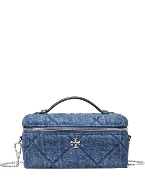 Tory Burch Kira diamond quilt denim east-west vanity case - Blue - zdjęcie produktu nr 1