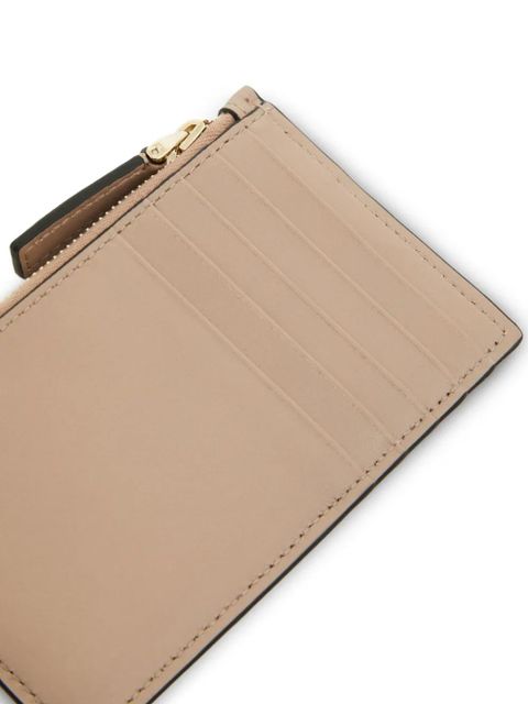 Valentino Garavani VLogo Walk zip card holder in calfskin - Neutrals