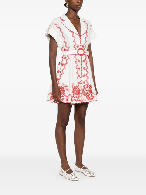 ZIMMERMANN Lucky Embroidered mini dress - White