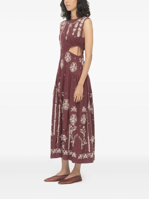 Agua By Agua Bendita embroidered-flowers cut-out midi dress