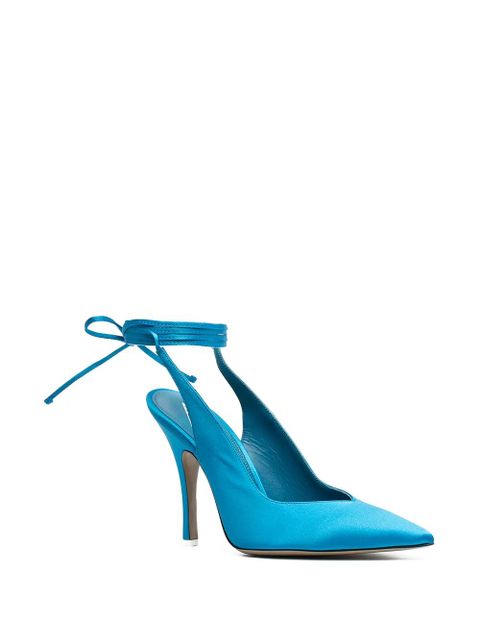 The Attico ankle-tied leather pumps - Blue
