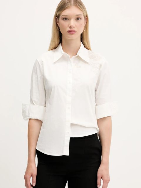Desigual koszula BROIDFLO damska kolor biały regular z kołnierzykiem klasycznym 25WWCW13 - zdjęcie produktu nr 1