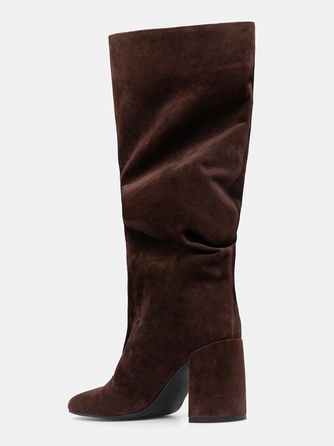 Answear.LAB kozaki zamszowe kolor brązowy na słupku