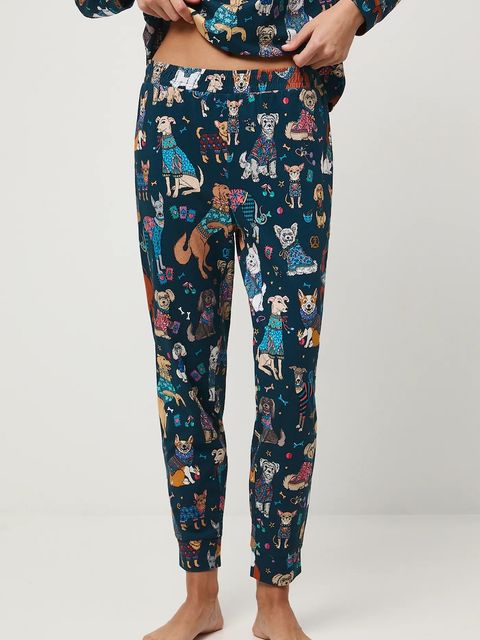 Medicine piżama bawełniana kolor turkusowy bawełniana