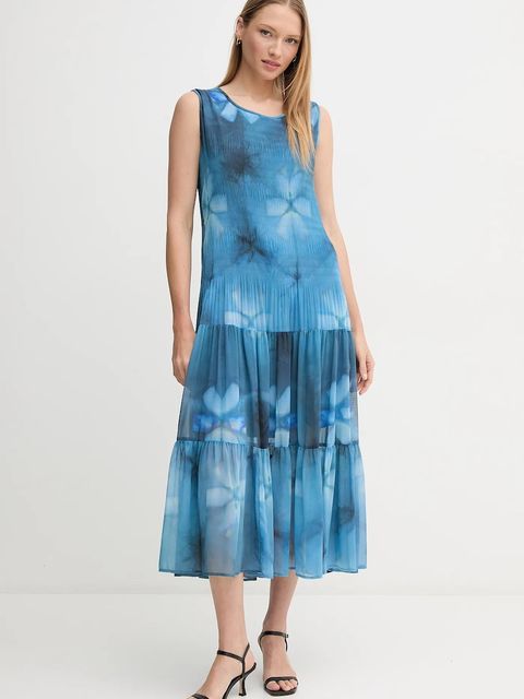 Sandro Ferrone sukienka kolor niebieski midi rozkloszowana S32XBEMABELLE - zdjęcie produktu nr 1