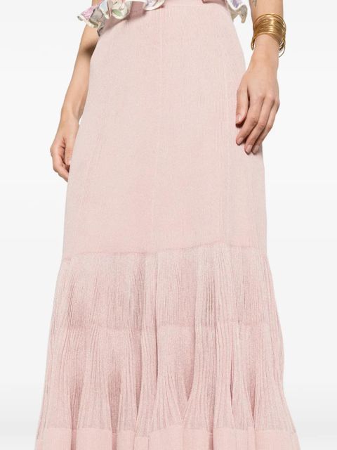ZIMMERMANN Luna pleated frill midi skirt - Pink