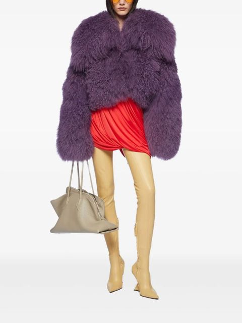 The Attico mongolian-fur long-sleeves jacket - Purple