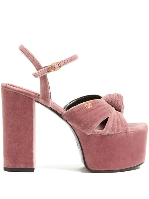 Valentino Garavani Crasher velvet platform sandals - Pink - zdjęcie produktu nr 1