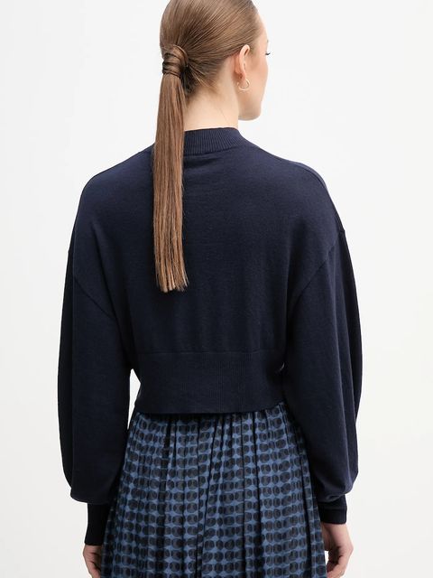 United Colors of Benetton sweter z dodatkiem wełny damski kolor granatowy lekki z półgolfem 1Y6SD2041 - zdjęcie produktu nr 2